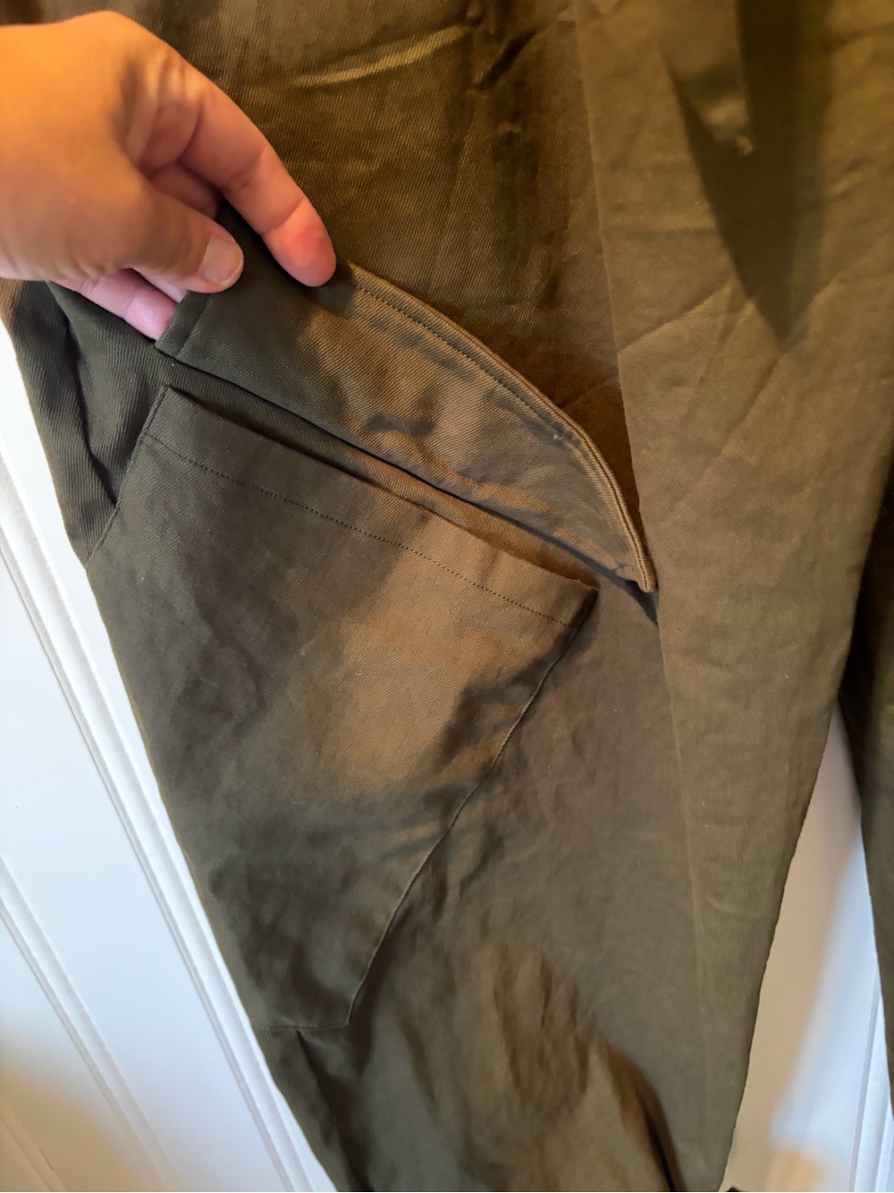NWT J. Brooks Boutique Olive Paperbag Waist Cargo Pants Tie Ankle Stretch 1XL - Picture 5 of 13